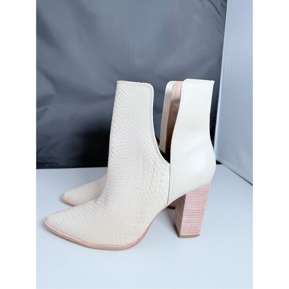KAANAS Merida Snake-Print Heeled Booties Womens 11‎ Cream Western Festival Boho - Picture 1 of 12